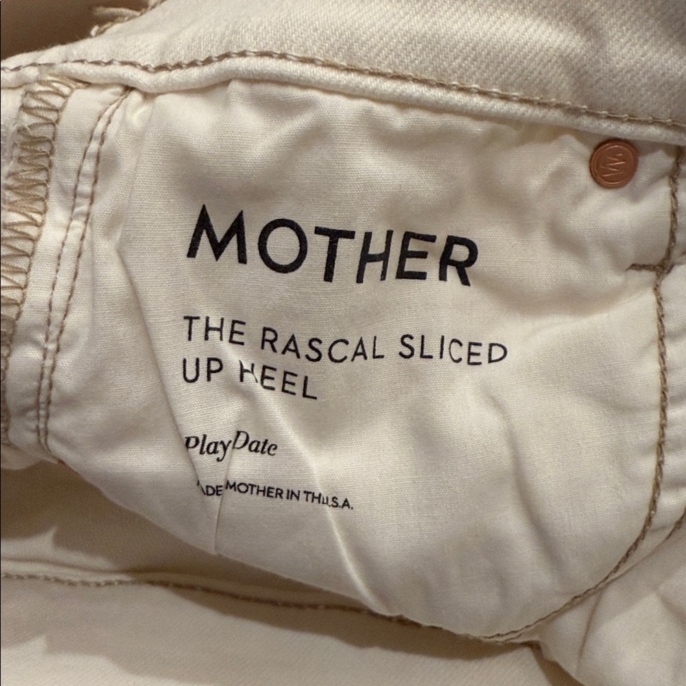 NWT MOTHER The Rascal Sliced Up Heel Play Date Aqwantique White 25 Jeans - Picture 15 of 16
